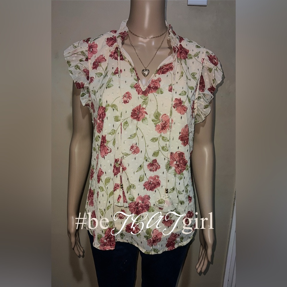 Sparkly ruffled blouse with front drawstrings